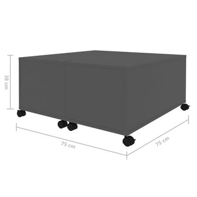 vidaXL Mesa de centro 75x75x38 cm derivados de madeira cinzento