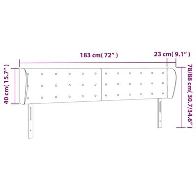 vidaXL Cabeceira de cama c/ abas tecido 183x23x78/88cm cinzento-escuro