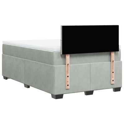 vidaXL Cama boxspring com colchão 120x190 cm veludo cinzento-claro