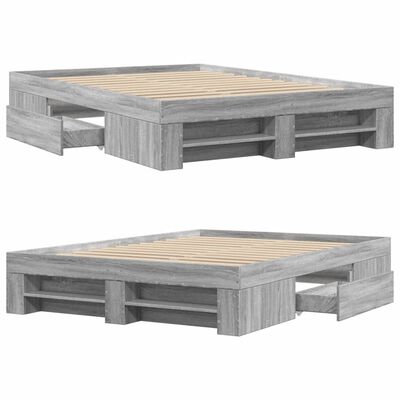 vidaXL Estrutura de cama 140x200 cm derivados de madeira cinza sonoma