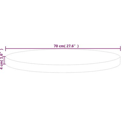 vidaXL Tampo de mesa redondoØ70x4 cm carvalho maciço não tratado