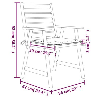 vidaXL Cadeiras de jantar p/ jardim 4 pcs c/ almofadões acácia maciça