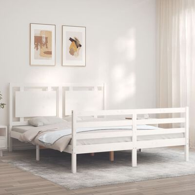 vidaXL Estrutura de cama com cabeceira 160x200 cm madeira maciça