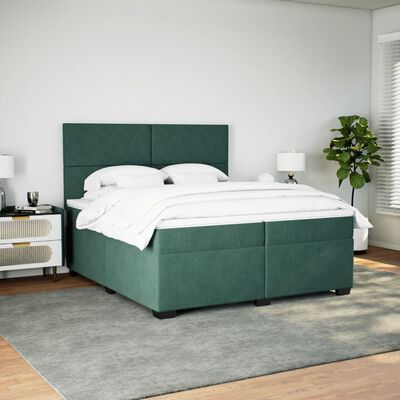 vidaXL Cama com molas/colchão 200x200 cm veludo verde-escuro