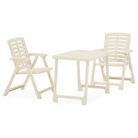 vidaXL 3 pcs conjunto de bistrô dobrável plástico branco