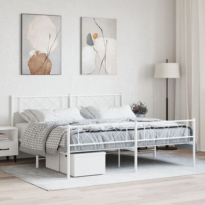 vidaXL Estrutura de cama com cabeceira e pés 193x203 cm metal branco