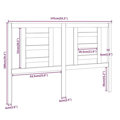 vidaXL Cabeceira de cama 141x4x100 cm pinho maciço