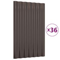 vidaXL Painéis de telhado 36 pcs 60x36 cm aço revestido a pó castanho