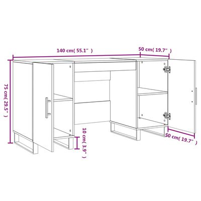 vidaXL Secretária 140x50x75 cm derivados de madeira branco