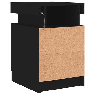 vidaXL Mesa de cabeceira com luzes LED 35x39x55 cm preto