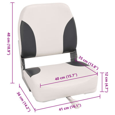 vidaXL Assento de barco com cinta de fixação dobrável 41x36x48 cm