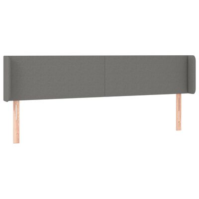 vidaXL Cabeceira de cama c/ abas tecido 203x16x78/88cm cinzento-escuro