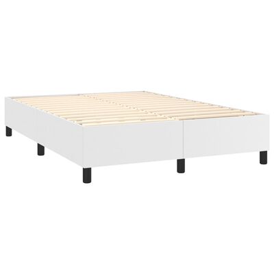 vidaXL Cama box spring c/colchão/LED 140x200cm couro artificial branco