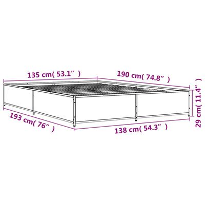 vidaXL Estrutura de cama 135x190cm derivados madeira/metal