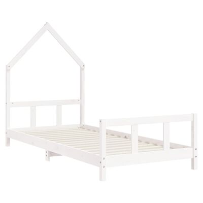 vidaXL Estrutura de cama infantil 90x200 cm pinho maciço branco