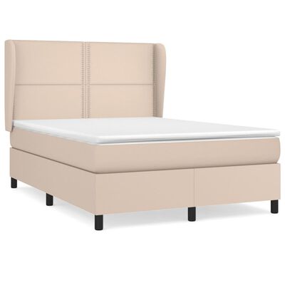 vidaXL Cama com molas/colchão 140x200 cm couro artificial cappuccino