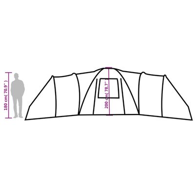 vidaXL Tenda familiar cúpula para 12 pessoas impermeável cinza/laranja