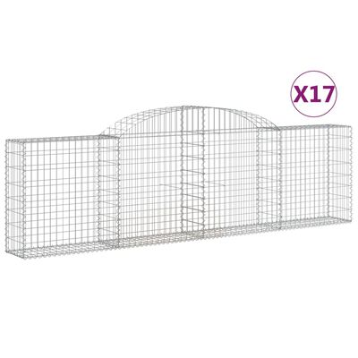 vidaXL Cestos gabião arqueados 17pcs 300x30x80/100cm ferro galvanizado