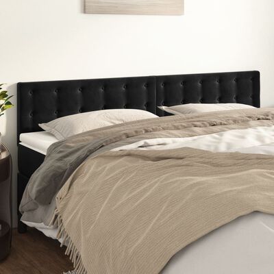 vidaXL Cabeceira de cama 2 pcs veludo 100x5x78/88 cm preto