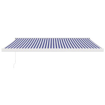 vidaXL Toldo retrátil 4x3 m tecido e alumínio azul e branco