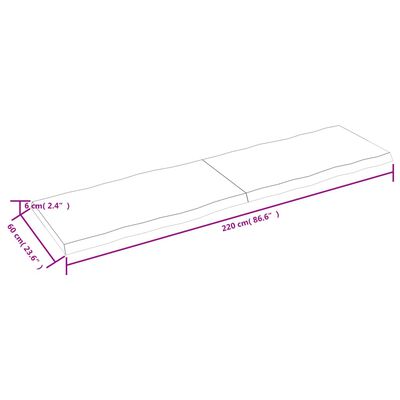 vidaXL Tampo de mesa com bordas vivas carvalho tratado castanho-claro