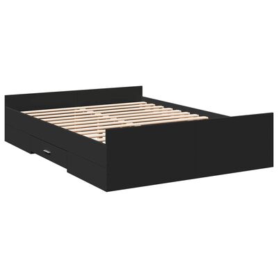 vidaXL Estrutura de cama c/ gavetas 135x190 cm derivados madeira preto