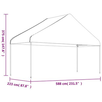 vidaXL Gazebo com telhado 6,69x5,88x3,75 m polietileno branco