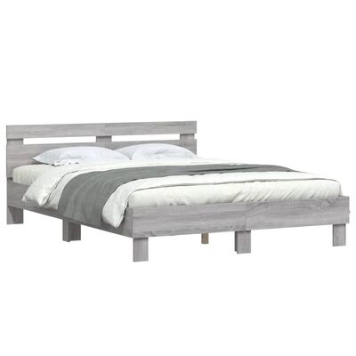 vidaXL Estrutura de cama c/ cabeceira derivados madeira cinza sonoma