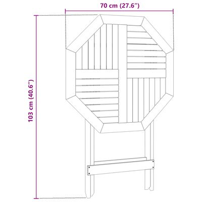 vidaXL Mesa de jardim dobrável Ø70x75 cm madeira de acácia maciça