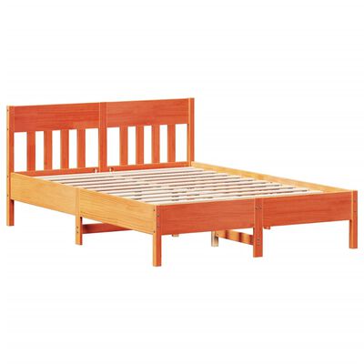 vidaXL Cama sem colchão 140x200 cm madeira pinho maciça castanho-mel