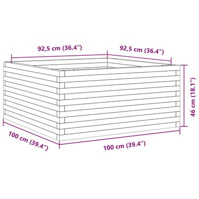 vidaXL Vaso/floreira de jardim 100x100x46 cm madeira de pinho maciça