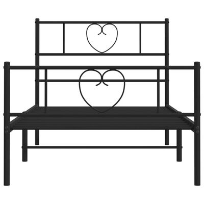 vidaXL Estrutura de cama com cabeceira e pés 90x190 cm metal preto