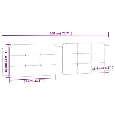 vidaXL Almofadão de cabeceira 200 cm couro artificial cinzento