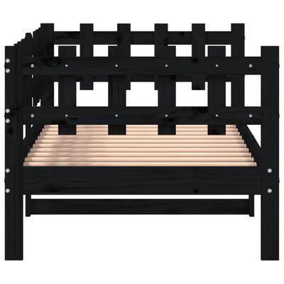 vidaXL Sofá-cama 90 x 200 cm madeira de pinho maciça preto