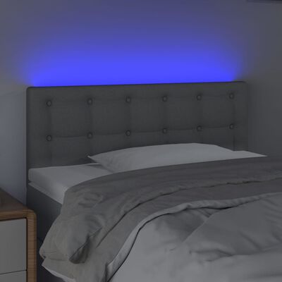 vidaXL Cabeceira de cama c/ luzes LED tecido 90x5x78/88 cm cinza-claro