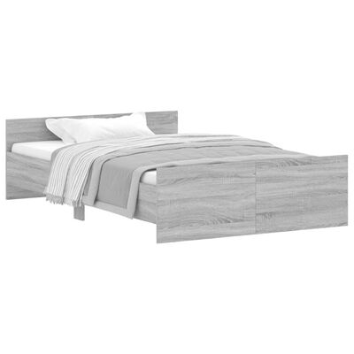 vidaXL Estrutura de cama c/ painéis de cabeceira e pés cinzento sonoma