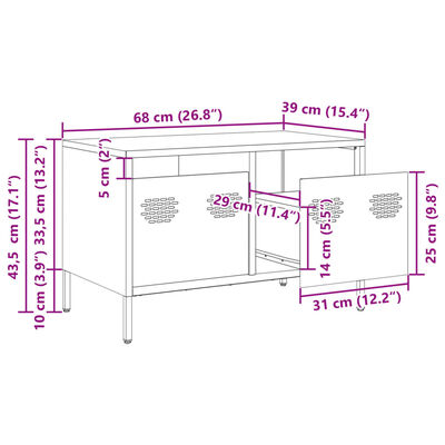 vidaXL Móvel de TV 68x39x43,5 cm aço laminado a frio antracite