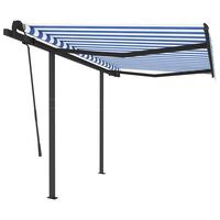 vidaXL Toldo retrátil automático com postes 3x2,5 m azul e branco