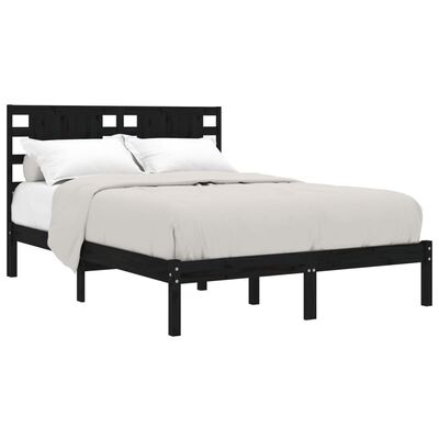 vidaXL Estrutura cama pequena casal 120x190 cm pinho maciço preto