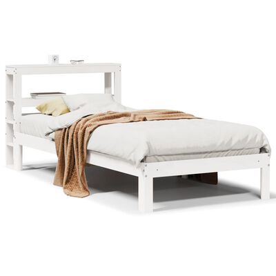 vidaXL Estrutura cama c/ cabeceira 75x190 cm pinho maciço