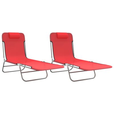 vidaXL Espreguiçadeiras dobráveis 2 pcs textilene e aço vermelho