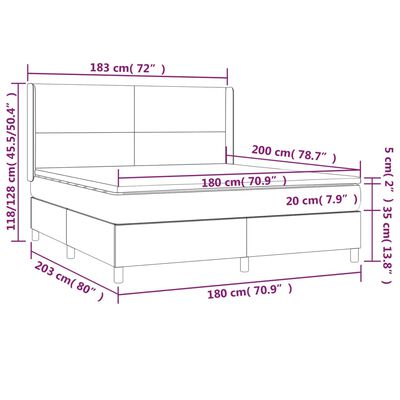 vidaXL Cama com molas/colchão 180x200 cm couro artificial preto