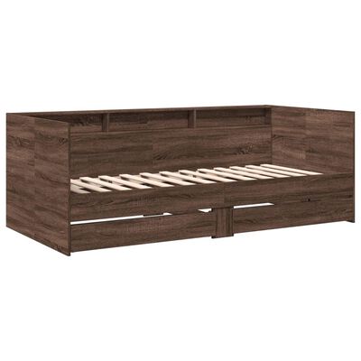 vidaXL Sofá-cama com gavetas sem colchão 75x190 cm carvalho castanho