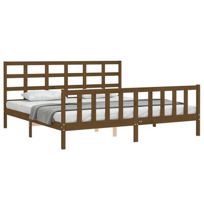 vidaXL Estrutura cama c/ cabeceira 200x200cm maciço castanho-mel