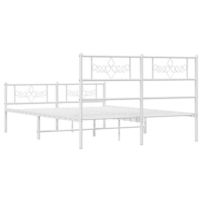 vidaXL Estrutura de cama com cabeceira e pés 140x190 cm metal branco