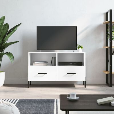 vidaXL Móvel de TV 80x36x50 cm derivados de madeira branco brilhante