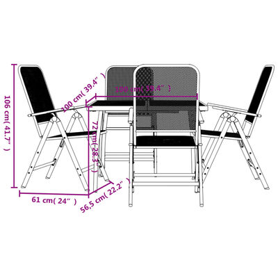 vidaXL 5 pcs conjunto de jantar para jardim rede de metal antracite