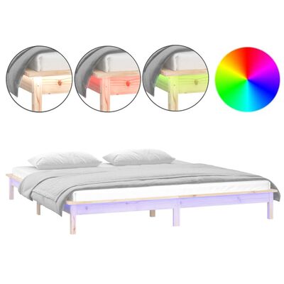 vidaXL Estrutura de cama com luzes LEDs 120x200 cm madeira maciça