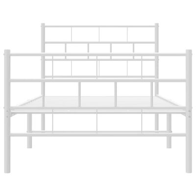 vidaXL Estrutura de cama com cabeceira e pés 75x190 cm metal branco