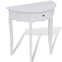 vidaXL Mesa consola meia-lua com gaveta branco